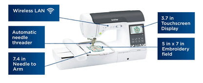 Brother SE2000 WLAN Combo Machine, 241 Stitches, 193 built-in designs, 5 x 7 Hoop