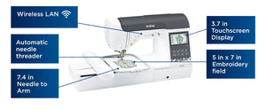 Brother SE2000 WLAN Combo Machine, 241 Stitches, 193 built-in designs, 5 x 7 Hoop