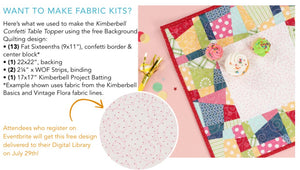 Kimberbell Confetti Table Topper Fabric Kit for Kimberbell Day Event
