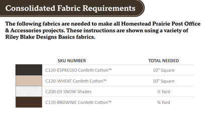Homestead Volumes 1-6 - VARIOUS FABRIC KITS - Prairie Barn, Prairie House, Prairie School, Prairie Church, Prairie Post Office, Prairie Mercantile - USE THE DROP DOWN TO MAKE YOUR SELECTION