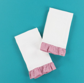 PREORDER Kimberbell Red & White Striped Ruffled Tea Towel 2 pack KDKB293 DUE OUT 9/2/26