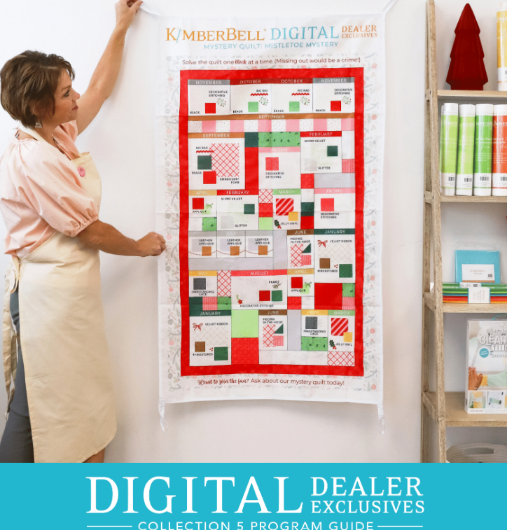Kimberbell Mistletoe Mystery Quilt FABRIC KIT with Optional Backing fabric - USE drop down WINDOW TO CHOOSE YOUR OPTION  READY TO SHIP NOW / Border fabric will ship separately MARCH/APRIL