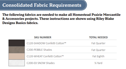 Homestead Volumes 1-6 - VARIOUS FABRIC KITS - Prairie Barn, Prairie House, Prairie School, Prairie Church, Prairie Post Office, Prairie Mercantile - USE THE DROP DOWN TO MAKE YOUR SELECTION