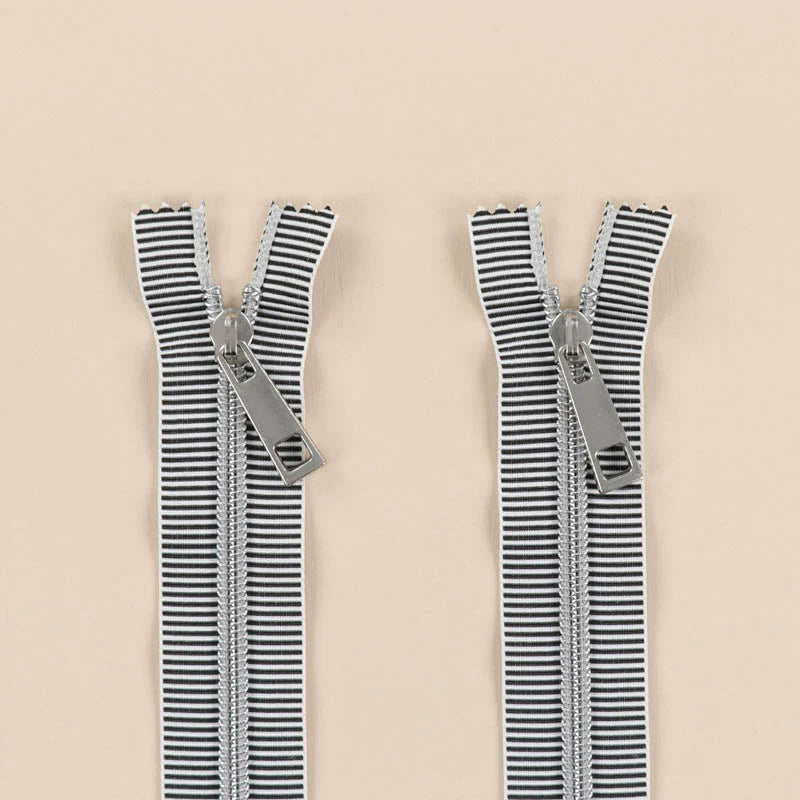 Kimberbell 16" Black & White Striped Zipper, Pack of 2 KDKB1329
