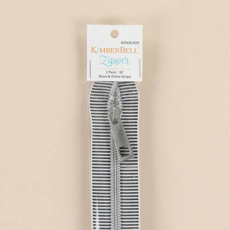 Kimberbell 16" Black & White Striped Zipper, Pack of 2 KDKB1329