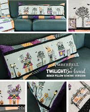 Load image into Gallery viewer, Kimberbell Twilight Boo-levard Bundle (Bench Pillow Fabric Kit, Machine Embroidery Designs and Embellishment Kit)