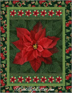 Holiday Poinsettia Red Quilt Pattern 56" x 72"