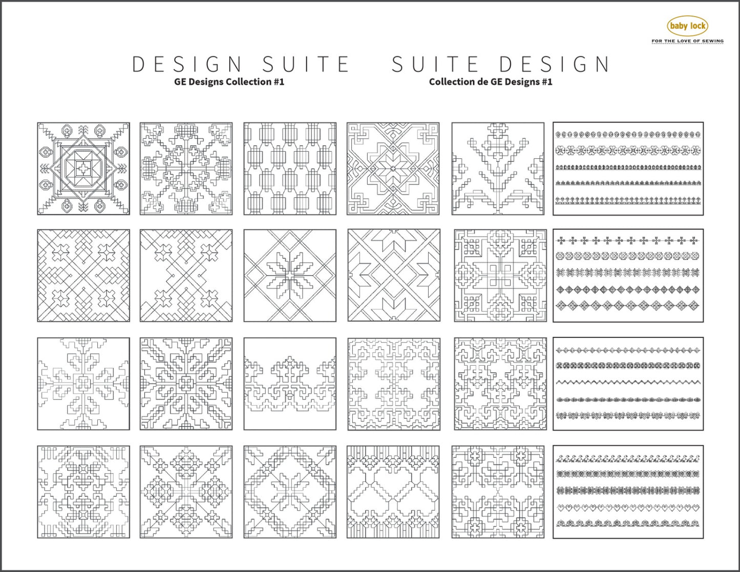 Baby Lock Fills and Motifs GE Designs Collection #1 BLA-IQFM-GE
