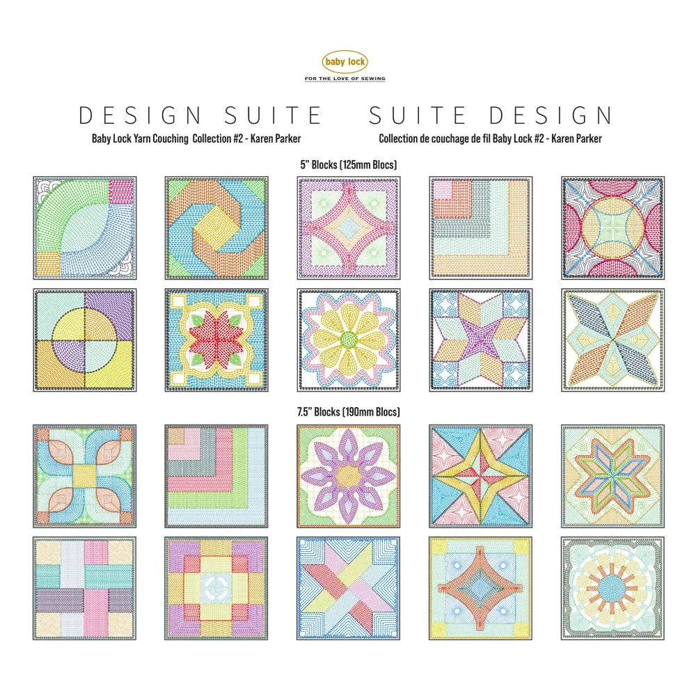 Baby Lock Design Suite Yarn Couching Embroidery Design Collection 2 - Blocks SKU:BLA-DSUITE-YC2