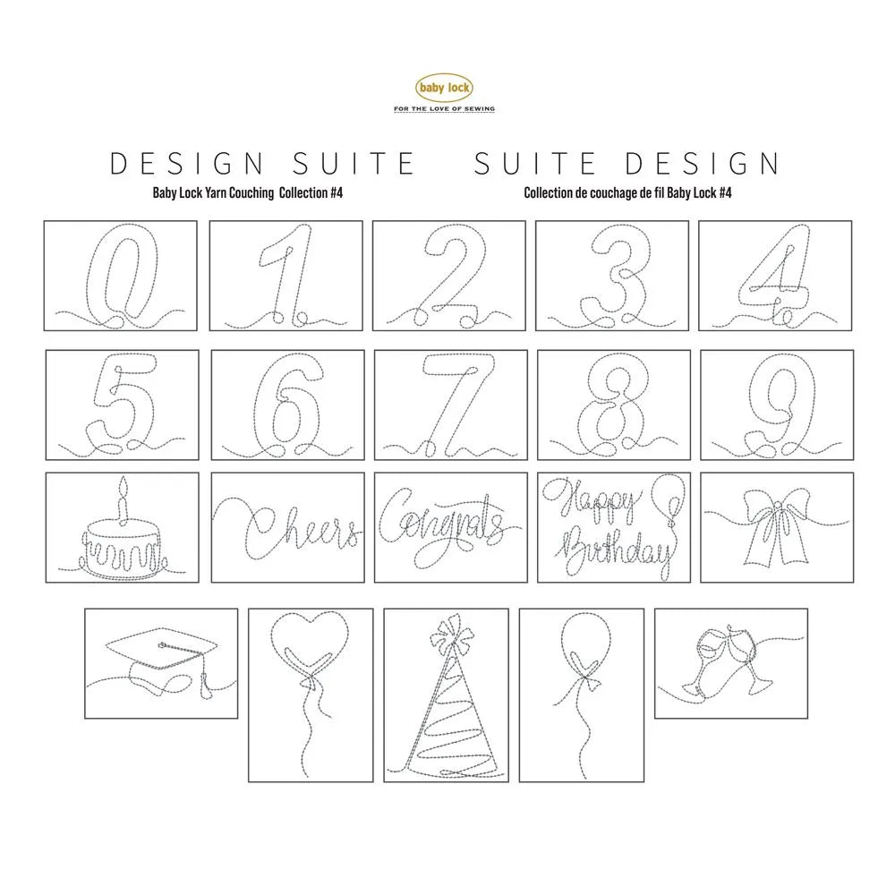 Baby Lock Design Suite Yarn Couching Embroidery Design Collection 4 - Celebration SKU:BLA-DSUITE-YC4