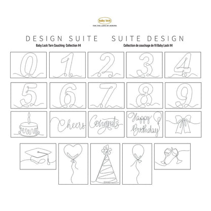Baby Lock Design Suite Yarn Couching Embroidery Design Collection 4 - Celebration SKU:BLA-DSUITE-YC4