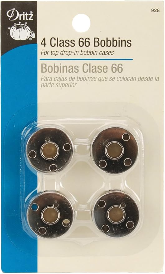 Dritz 928 Metal Class 66 Bobbins for Singer 4 Pieces