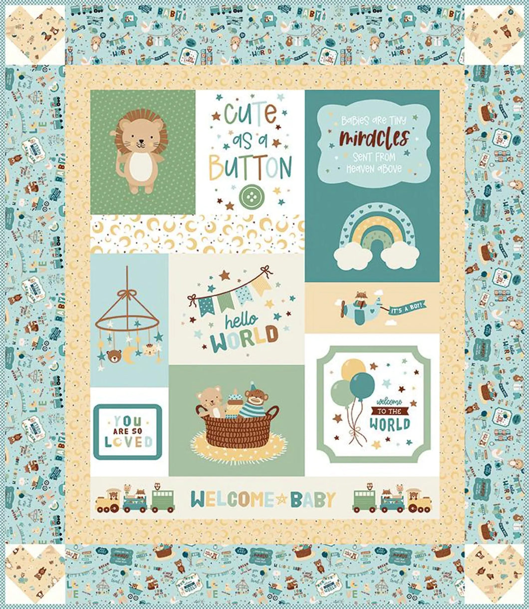 Riley Blake Baby Boy Cute as a Button Panel Quilt Kit KT-16760
