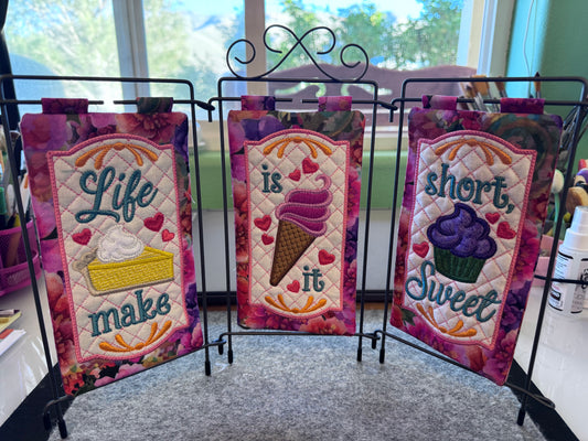 FABRIC KIT for Janine Babich Life is Short, Make it Sweet With Hoffman Whimsical Floral Garden Line