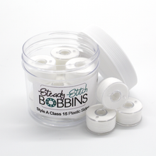 Load image into Gallery viewer, Dime Steady Stitch Style A Class 15 Plastic Sides Spun Poly Prewound Bobbins STS-SP512