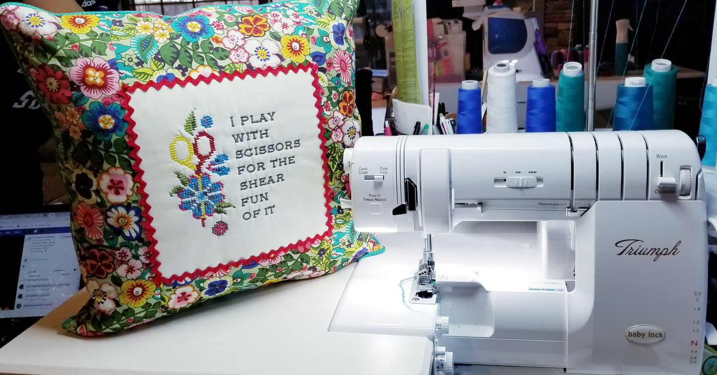 Zoom Class Class:  Kimberbell Bench pillow cover made on a Babylock serger with Zipper and Piping 2/20/26 1pm-3:30pm PST