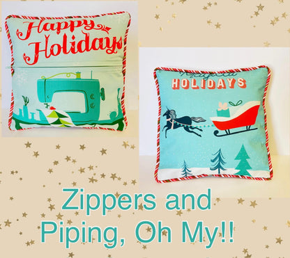 Fabric Kit for Pillow with zipper and piping class