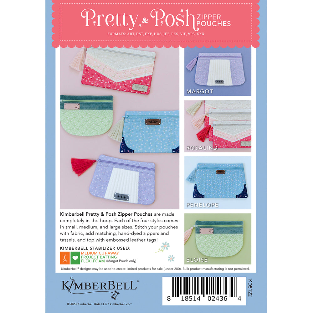 Kimberbell Pretty & Posh Zipper Pouches CD KD5122