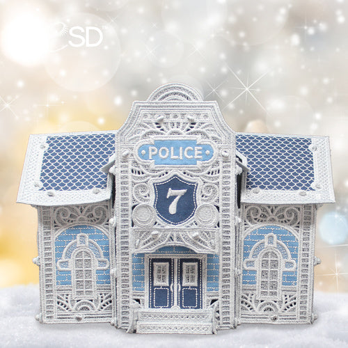 OESD Winter Village Freestanding Lace Police Station 12845