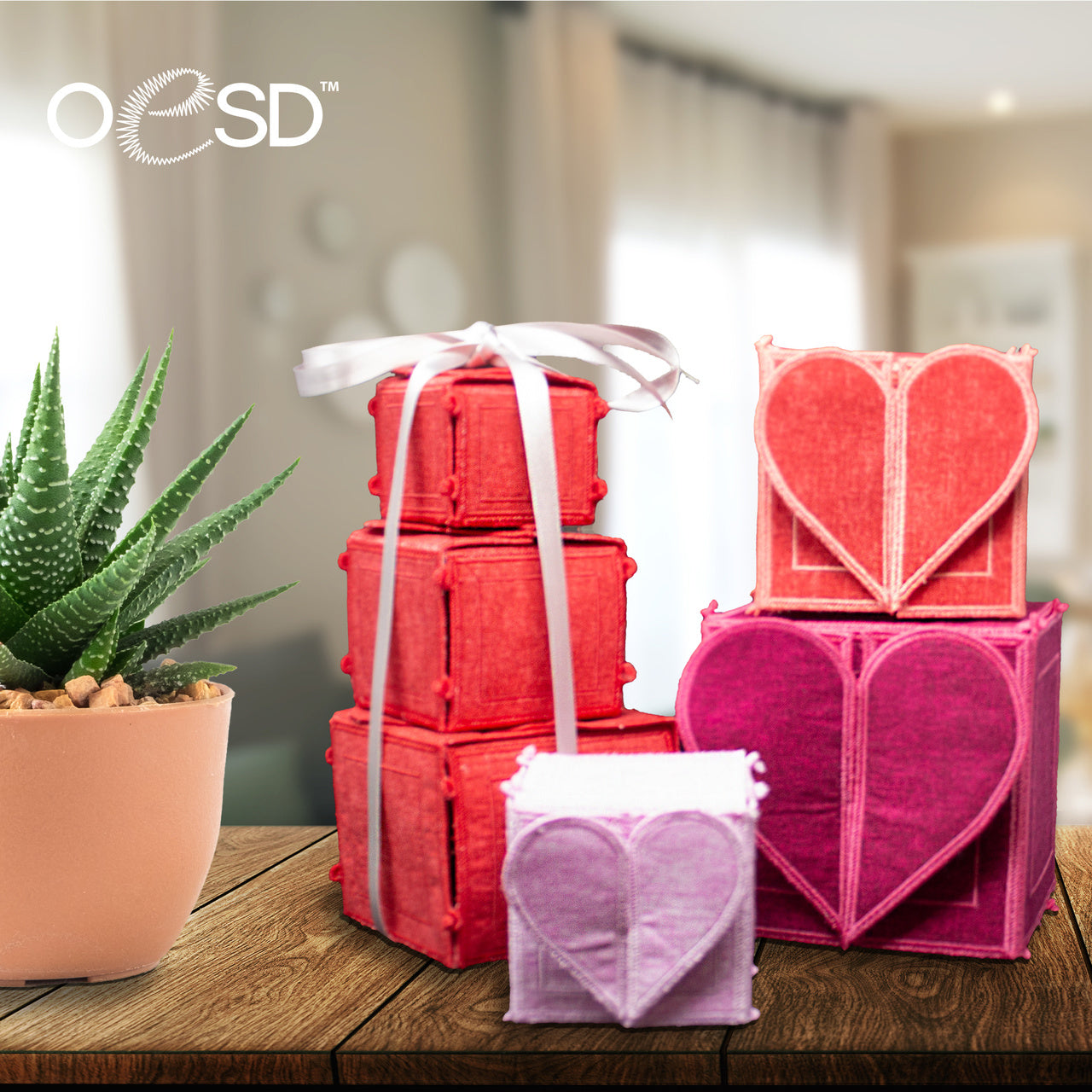 OESD Freestanding Heart Gift Boxes 12899 Embroidery Pattern