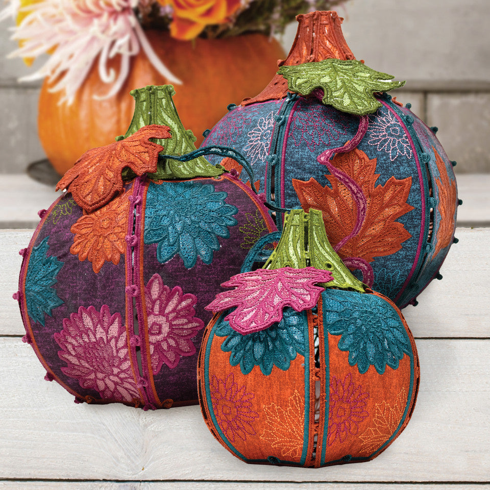 OESD Freestanding Fall Floral Pumpkins 12928