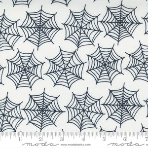 Holiday Halloween Ghost 20732 11 Moda White with Black Spiderwebs
