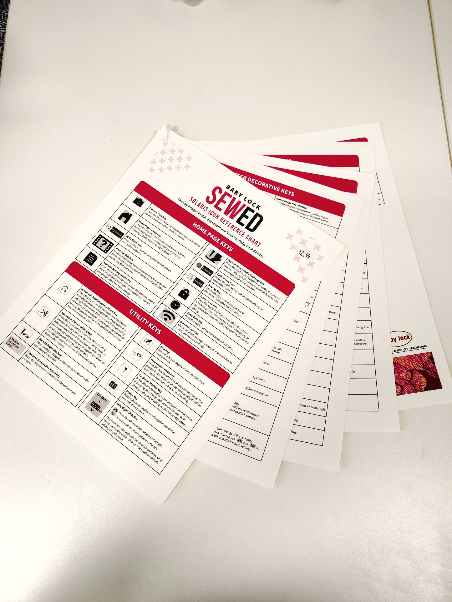 Babylock Icon Reference sheets