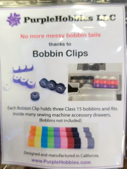 PurpleHobbies LLC Bobbin Clips for Class 15 Bobbins in WHITE or BLACK