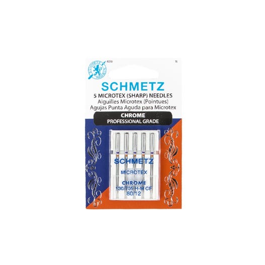 Schmetz Chrome Microtex Sharp Size 80/12 Machine Needles 5 count
