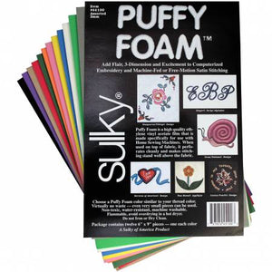 Sulky Foam Puffy 6in x 9in x 2mm 12 Color Assortment # 44100S