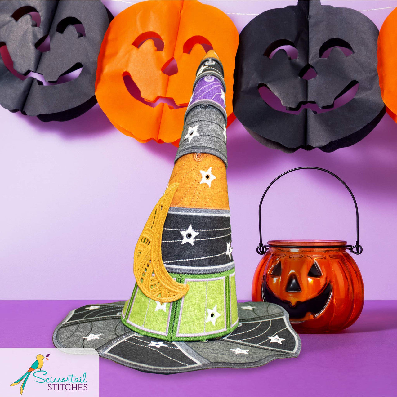 SCISSORTAIL STITCHES Freestanding Twilight Witch's Hat 51308