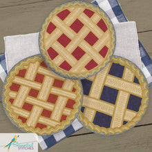Load image into Gallery viewer, OESD Scissortail Stitches Pie Please Hot Pads Design CD 51309