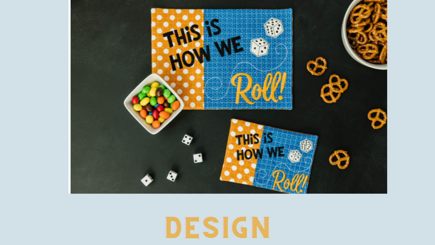 November 2022 - Kimberbell Dealer Club: How We Roll Mug Rug FABRIC KIT AND DESIGN