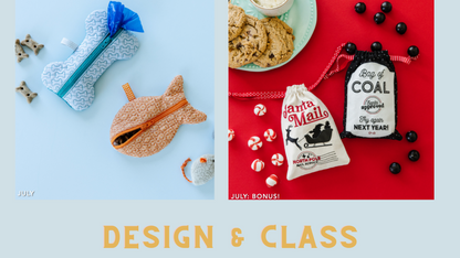 July 2022 - Kimberbell Dealer Club: Pet Pouches & Christmas Cinch Sacks FABRIC KITS AND DESIGN OPTIONS