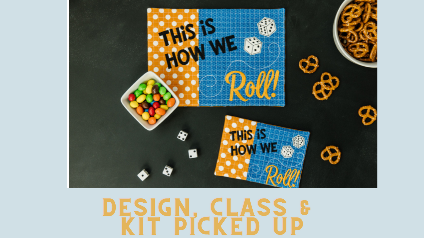 November 2022 - Kimberbell Dealer Club: How We Roll Mug Rug FABRIC KIT AND DESIGN
