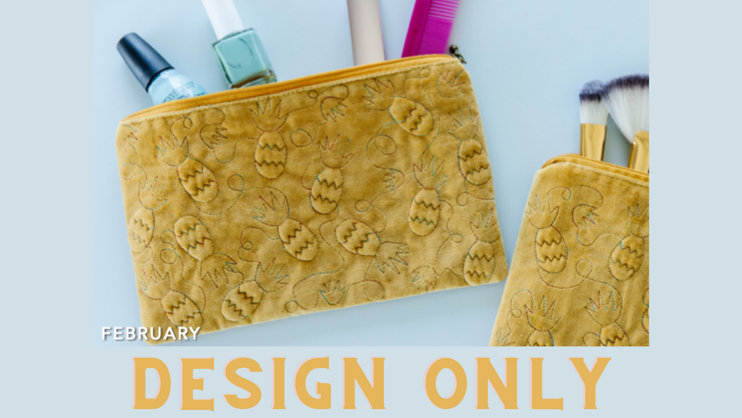 February 2022 - Kimberbell Dealer Club: Trapunto Pineapple Zipper Pouch KIT AND DESIGN