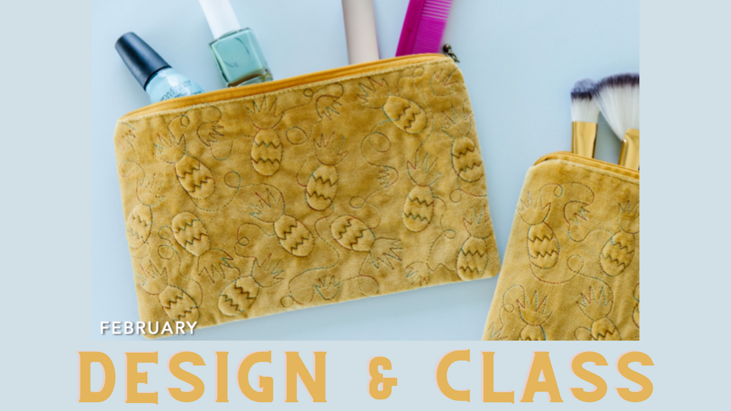 February 2022 - Kimberbell Dealer Club: Trapunto Pineapple Zipper Pouch KIT AND DESIGN