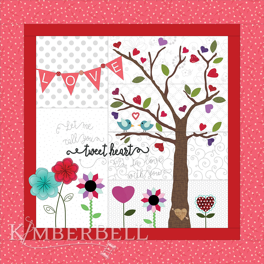Kimberbell Let Me Call You Tweetheart 22" x 22" Pillow FABRIC KIT with OPTIONAL Pillow Insert