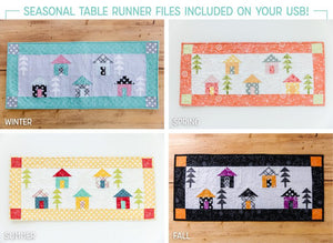 Fabric Kit for Clear Blue Tiles Seasonal Houses Table Runner - 4 CHOICES