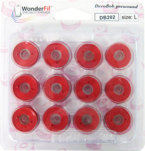 Wonderfil L-Class DecoBob Prewound Bobbin 12 Pack (Choose from 11 Colors)