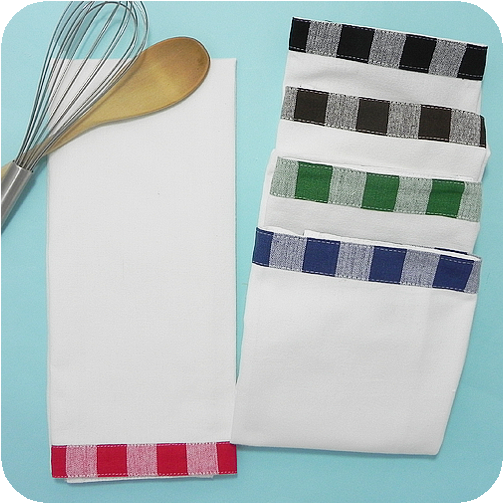 Vintage Gingham Plaid Trimmed Tea Towels