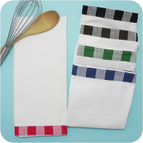 Vintage Gingham Plaid Trimmed Tea Towels