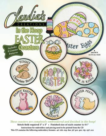 Claudia's Creations In The Hoop Easter Coasters # EC00215
