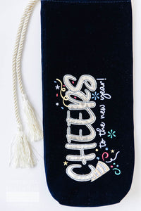 KDKB256 Kimberbell Fill In the Blank November: “Cheers to a New Year" Velvet Wine Bag, Set of 2, w/free Design