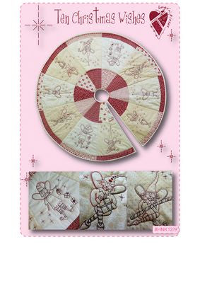 HNK12-9 Ten Christmas Wishes Tree Skirt Hugs N Kisses Sewing Pattern