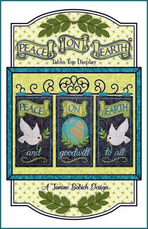 Janine Babich Peace on Earth Table Top Display Embroidery Design #JBDPOE