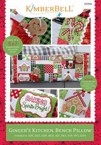 Kimberbell Ginger's Kitchen Bench Pillow Kit: EMBROIDERY Pattern, Embellishment Kit and Fabric Kit