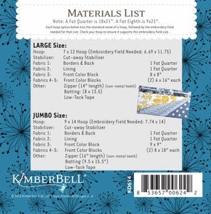 Kimberbell CD Jeanette Zip Pouch LG JMB Machine Emb # KD614