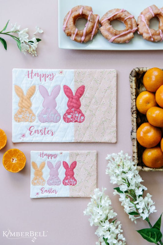 March 2023 Digital Dealer- Kimberbell Bunny Silhouette Mug Rug Design and/or Fabric Kit