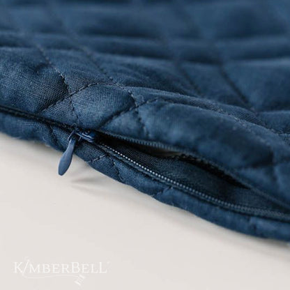 Kimberbell Quilted Pillow Blank Lumbar Cover Navy Linen 12" x 18" KDKB241
